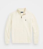 Polo ralph lauren maglia mezza zip in lana e cashmere a trecce