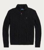 Polo ralph lauren maglia mezza zip in lana e cashmere a trecce - immagine 3