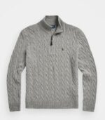Polo ralph lauren maglia mezza zip in lana e cashmere a trecce - immagine 2