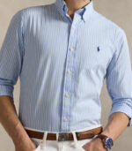 Camicia in popeline stretch a righe custom-fit Polo Ralph Lauren 710929346 - immagine 2