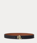 Cintura double-face 2,5 cm martellata con logo Ralph Lauren