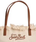 Borsa City regular in canvas con frange Saint Barth - immagine 8