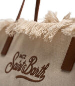 Borsa City regular in canvas con frange Saint Barth - immagine 7