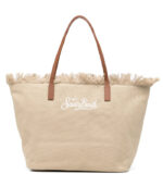 Borsa City regular in canvas con frange Saint Barth - immagine 4