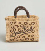 Borsa Vanity MINI LEOPARD in tessuto effetto paglia Saint Barth - immagine 4