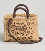 Borsa Vanity MINI LEOPARD in tessuto effetto paglia Saint Barth