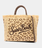 Borsa Colette LEOPARD in tessuto effetto paglia Saint Barth