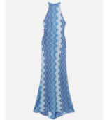 Abito lungo Tony in tessuto raschel degradé azzurro Saint Barth