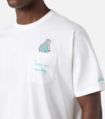 T-Shirt AUSTIN bianca con orologio e ricamo Time is money Saint Barth - immagine 2