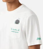 T-Shirt AUSTIN bianca con orologio e ricamo Va tutto al contrario Saint Barth - immagine 2