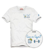 T-shirt Portofino bianca con ricamo Gin Or Gym? Saint Barth